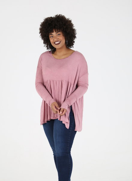 Angie Plus Baby Doll Top (X9BQ1) - Creations Boutique