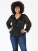 Angie Plus Sheer Sleeves Lace Up Top (P9Z38)