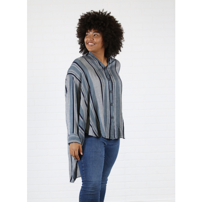 Angie Angie Plus Plaid Button Front Tunic (F9593)