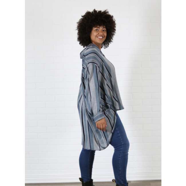 Angie Angie Plus Plaid Button Front Tunic (F9593)