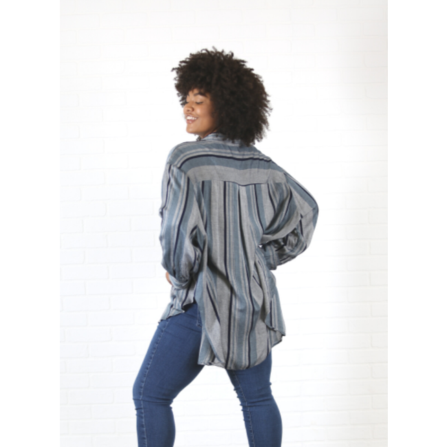 Angie Angie Plus Plaid Button Front Tunic (F9593)