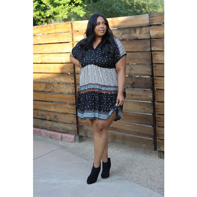 Angie Angie Plus V Neck Tired Dress (F9F65)