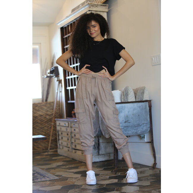 Angie Angie Twill Washed Cargo Joggers (25S38)