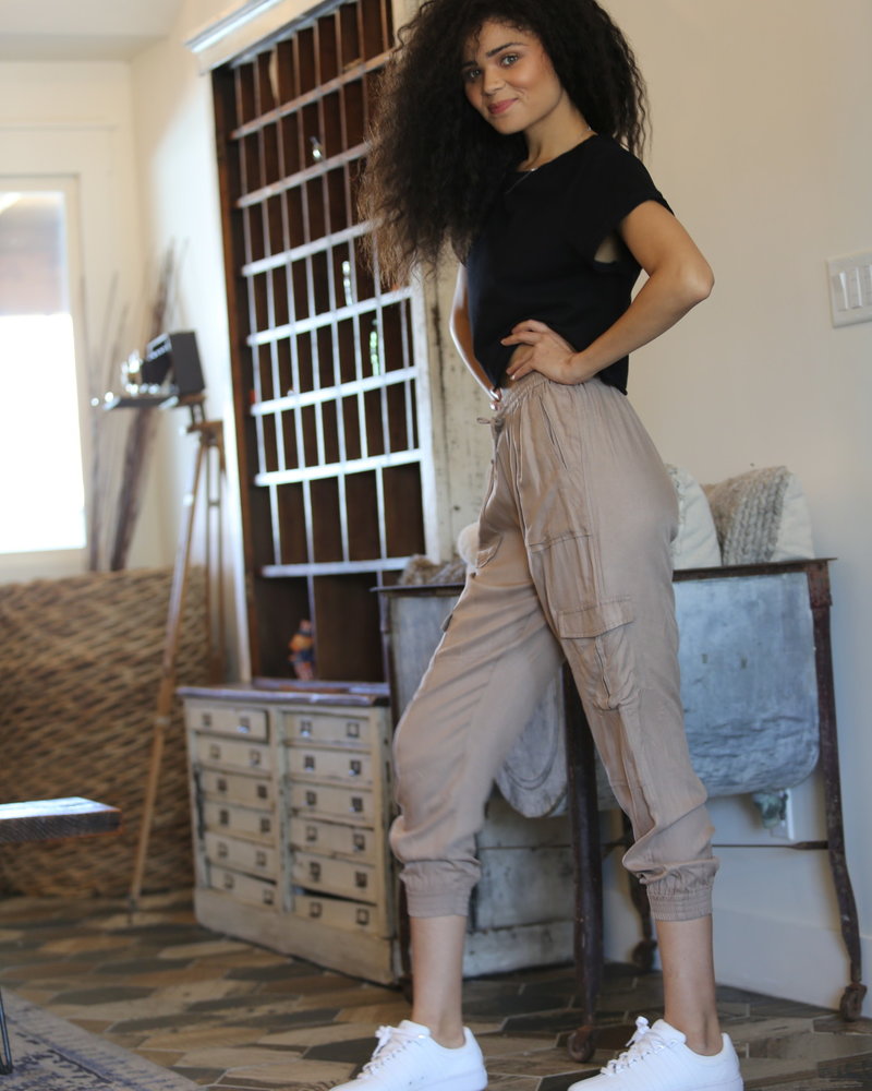 Angie Twill Washed Cargo Joggers (25S38)