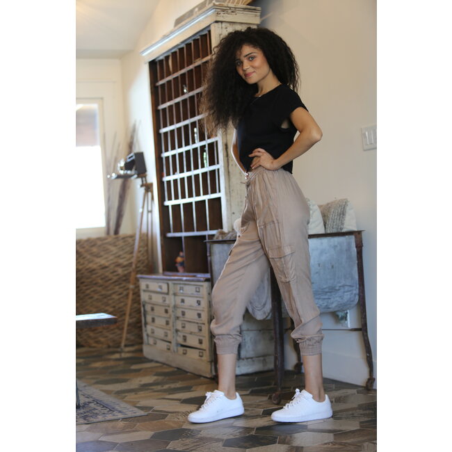 Angie Angie Twill Washed Cargo Joggers (25S38)