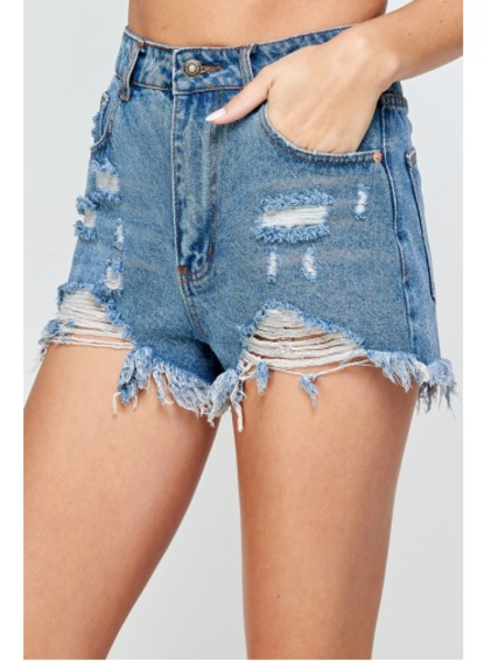 Le Brigette distressed denim shorts in blue - Frame | Mytheresa