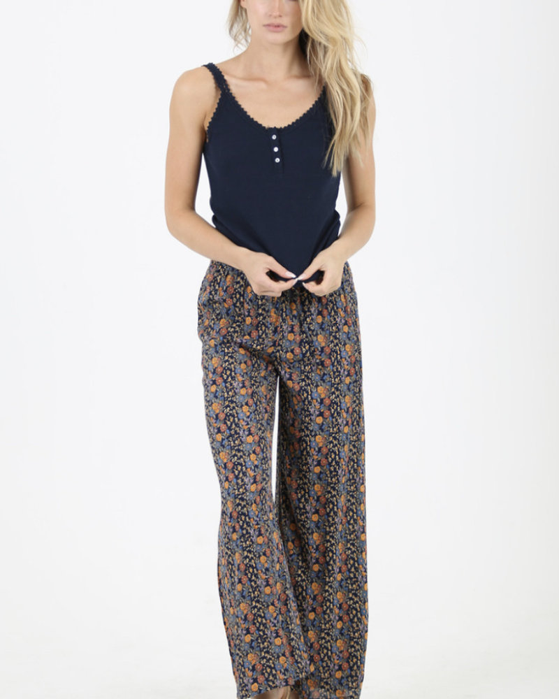 Angie Printed Wide Leg Pant With Smocked Waist (25S54)