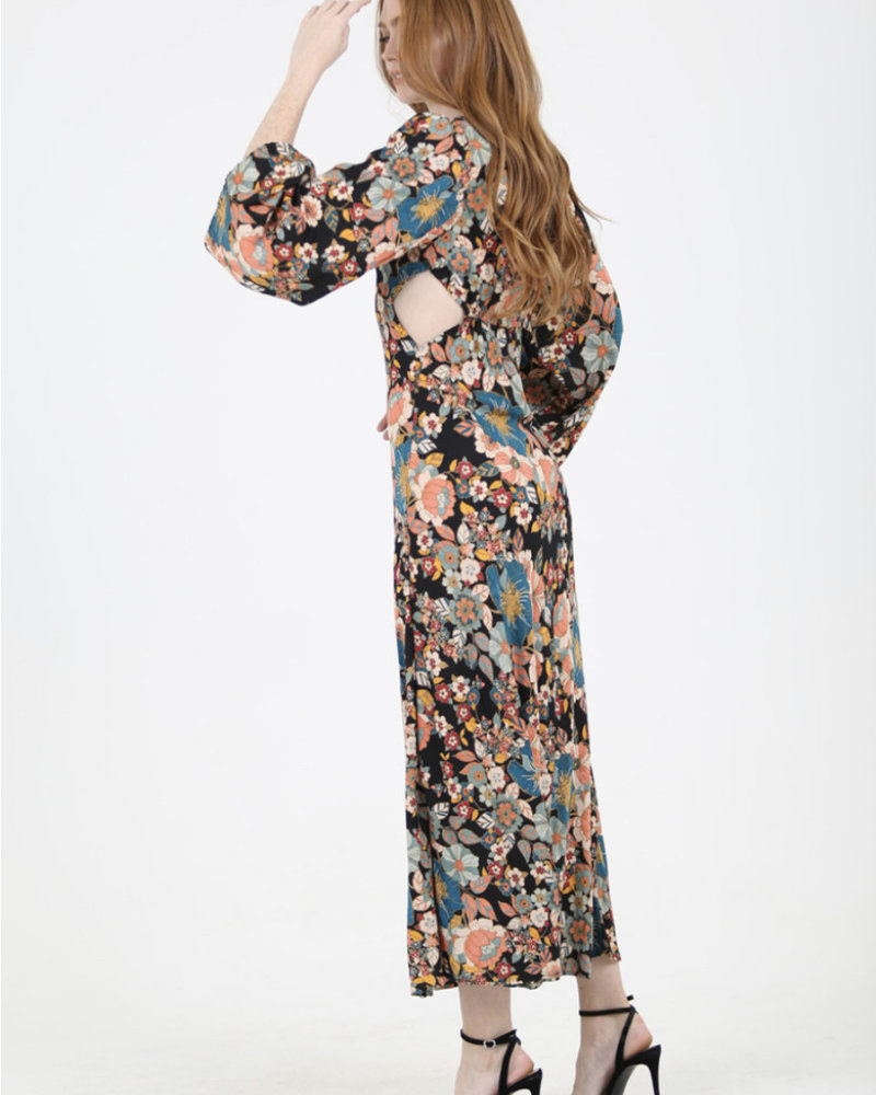 Angie Maxi Floral Cutout Dress (F4G56)