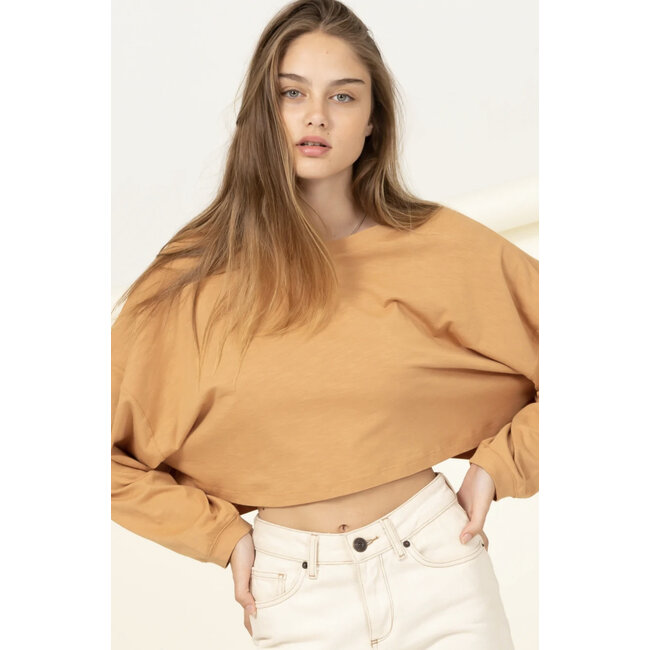 Double Zero Double Zero Long Sleeve Cropped Knit Tee (DZ21F917)