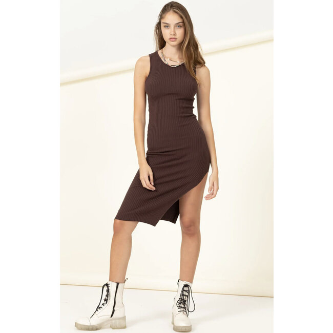 Double Zero Double Zero Ribbed Dress With Slit (DZ22E373)