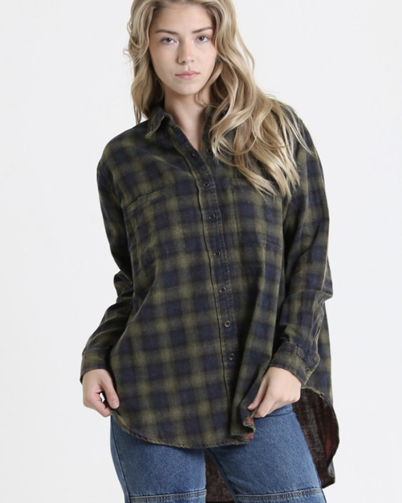 Angie Plaid Oversized Top (P2R13)