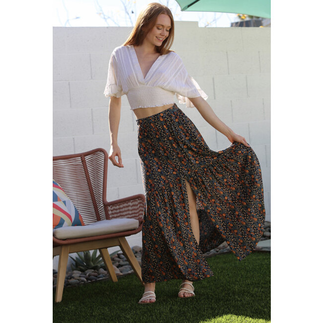 Angie Angie Maxi Length Skirt w/ Small Slit On The Side (26L76)