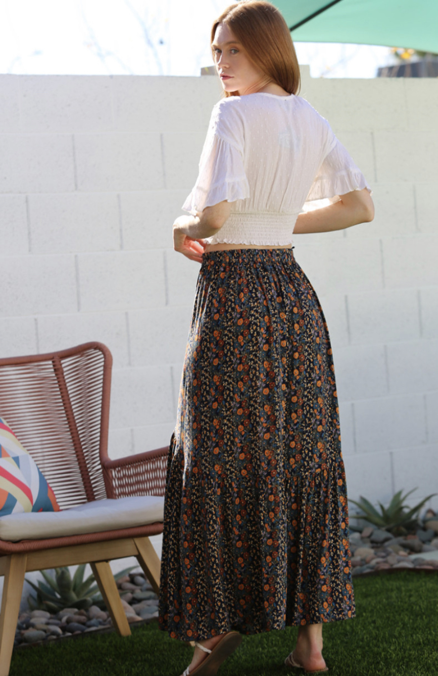 Angie Maxi Length Skirt w/ Small Slit On The Side (26L76