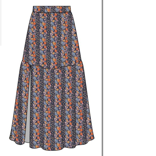 Angie Angie Maxi Length Skirt w/ Small Slit On The Side (26L76)