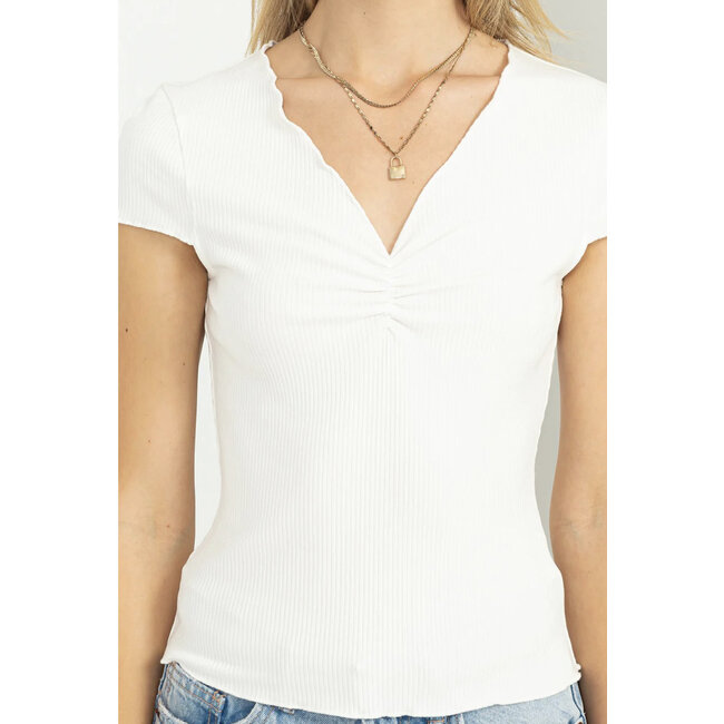 Double Zero Double Zero SS Top W/ Ruched Neckline (DZ23C418)