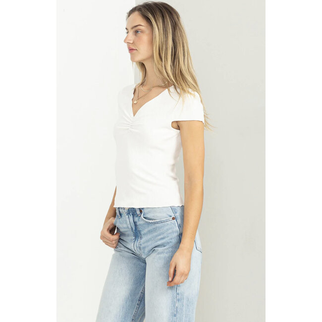 Double Zero Double Zero SS Top W/ Ruched Neckline (DZ23C418)