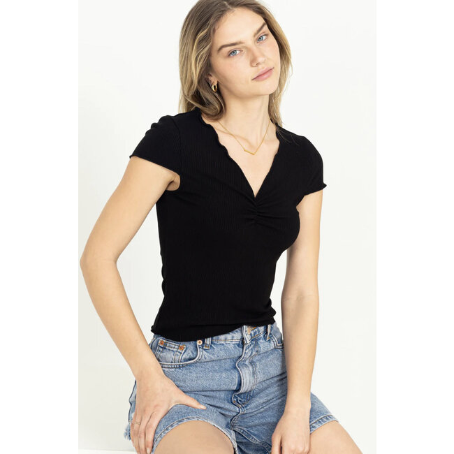 Double Zero Double Zero SS Top W/ Ruched Neckline (DZ23C418)