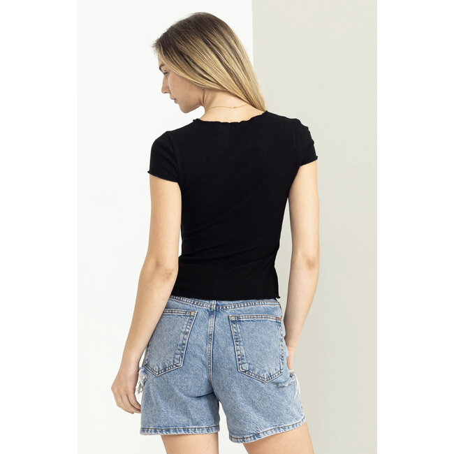 Double Zero Double Zero SS Top W/ Ruched Neckline (DZ23C418)