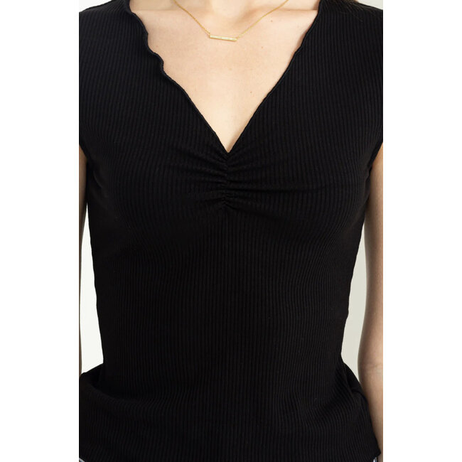 Double Zero Double Zero SS Top W/ Ruched Neckline (DZ23C418)