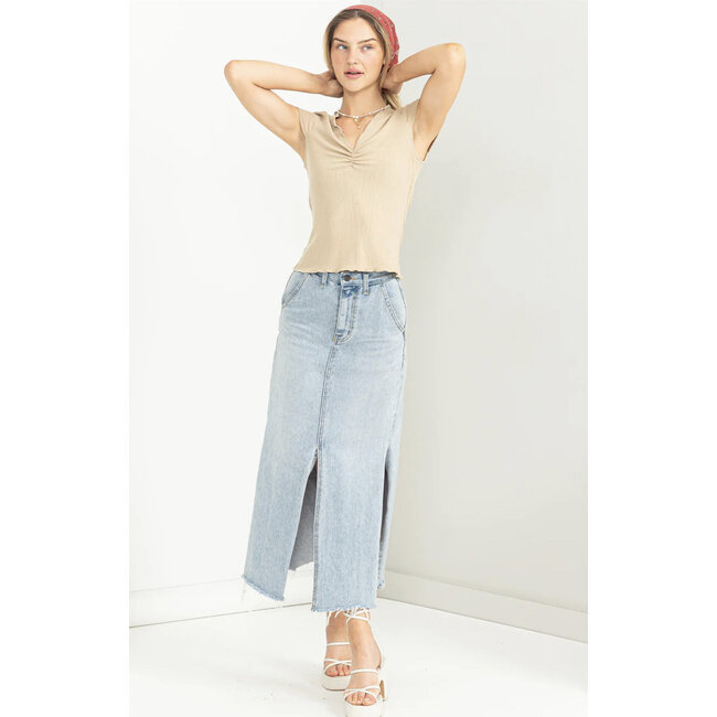 Double Zero Double Zero SS Top W/ Ruched Neckline (DZ23C418)