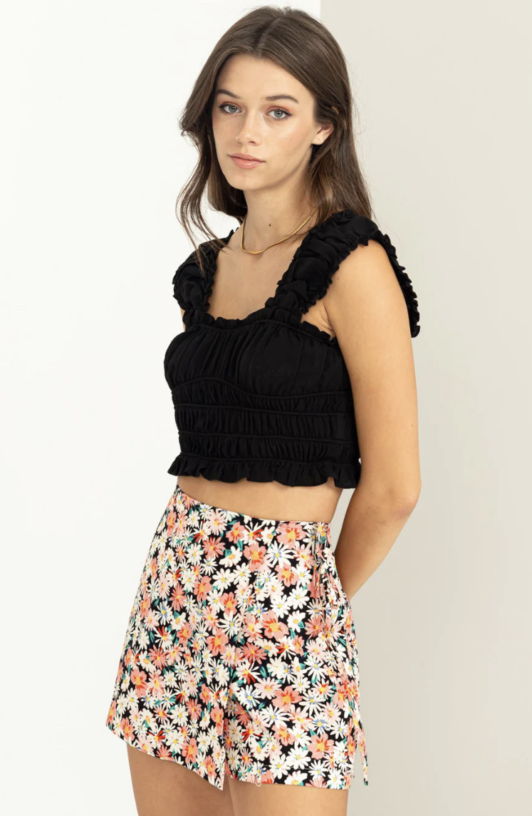Hyfve SS Ruched Crop Top (HF23A959) - Creations Boutique
