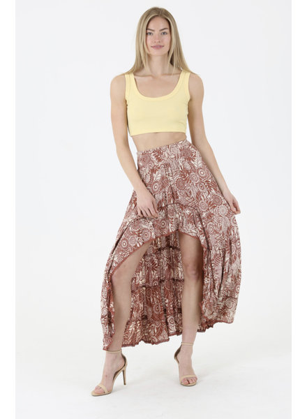 Angie High Low Ruffle Hem Maxi Skirt (26P53)