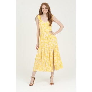 Angie Cap Sleeve Midi Dress With Tiered Skirt (F4F76)