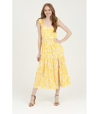Angie Cap Sleeve Midi Dress With Tiered Skirt (F4F76)