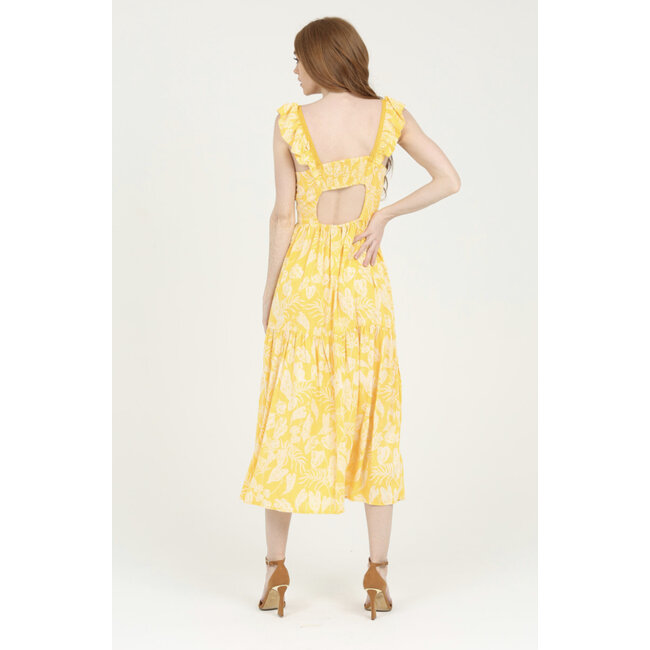 Angie Angie Cap Sleeve Midi Dress With Tiered Skirt (F4F76)