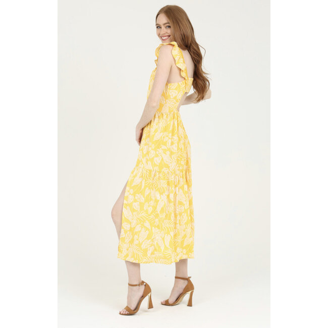Angie Angie Cap Sleeve Midi Dress With Tiered Skirt (F4F76)