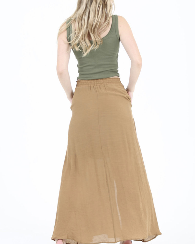 Angie Smocked Waist Maxi Skirt (X6363)