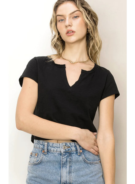 Double Zero Double Zero Notch Neck Crop Top (DZ23C119)