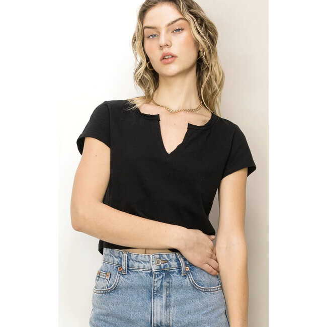 Double Zero Double Zero Notch Neck Crop Top (DZ23C119)