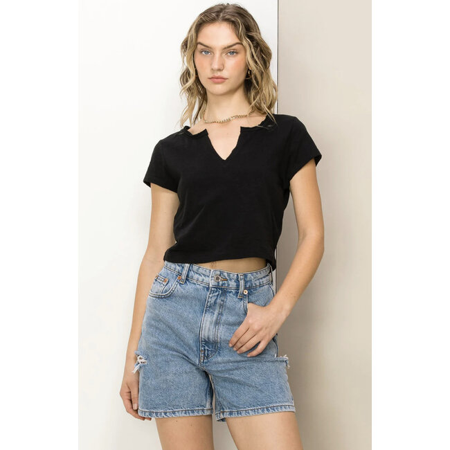 Double Zero Double Zero Notch Neck Crop Top (DZ23C119)