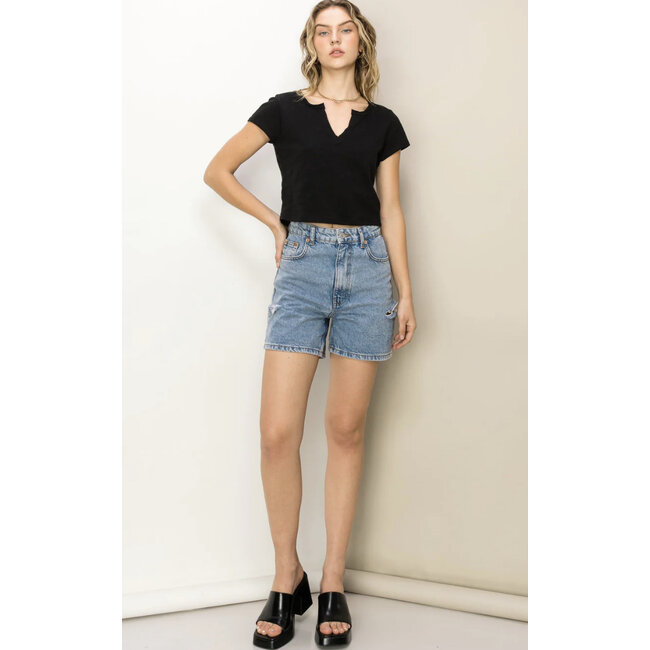 Double Zero Double Zero Notch Neck Crop Top (DZ23C119)