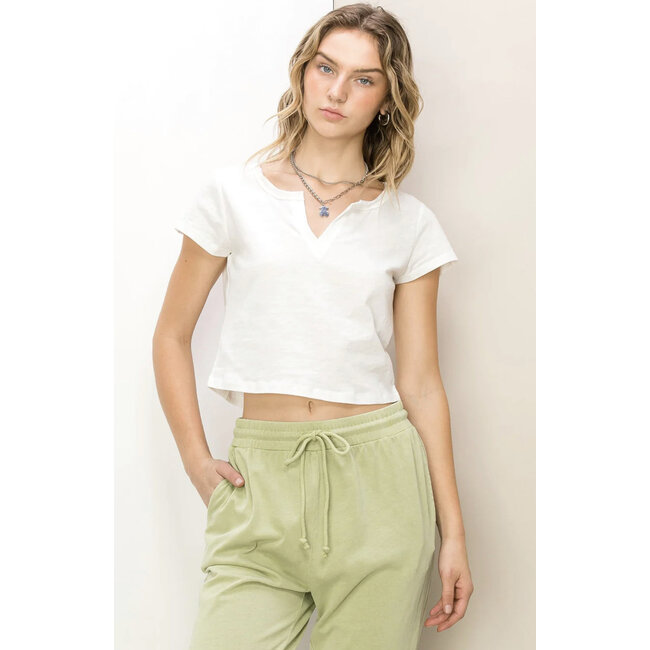Double Zero Double Zero Notch Neck Crop Top (DZ23C119)