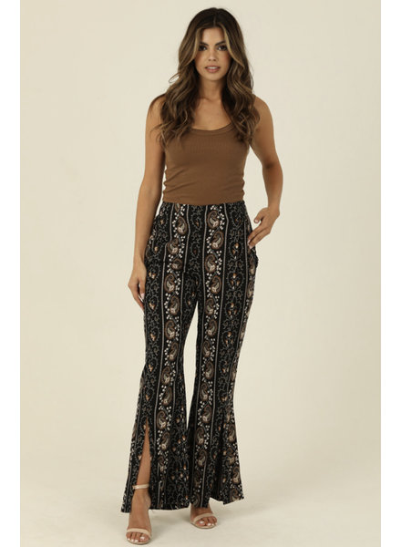 Angie Wide Leg Pants With Slit - Creations Boutique