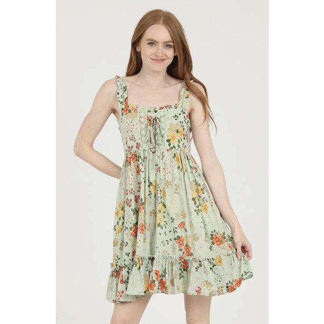 Angie Angie Lace Insert Tie Dress (C4580)