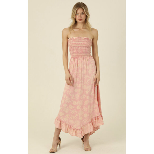 Angie Smocked Angled Hem Dress (F4E04)