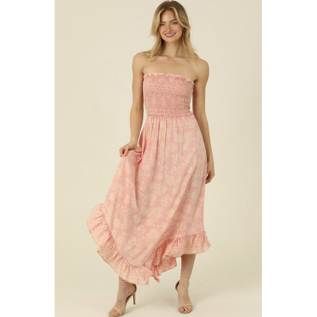 Angie Smocked Angled Hem Dress (F4E04)