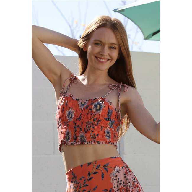 Angie Angie Smocked Bodice Crop Top (C2087)