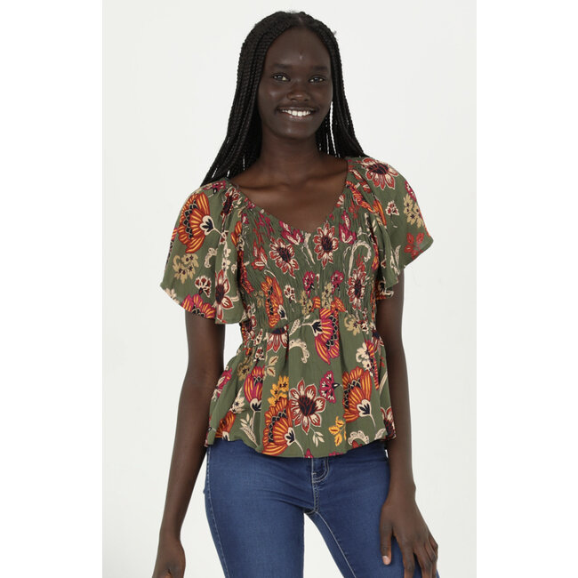 Angie Angie Smocked Bust Top (C2192)