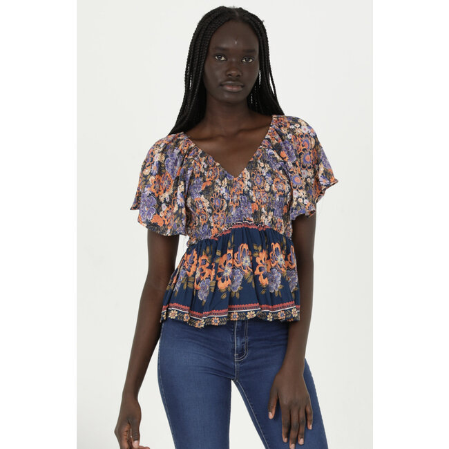 Angie Angie Smocked Bust Top (C2192)