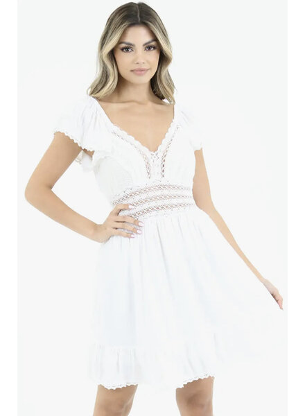 Angie Lace Trim Mini Dress (F4H08)