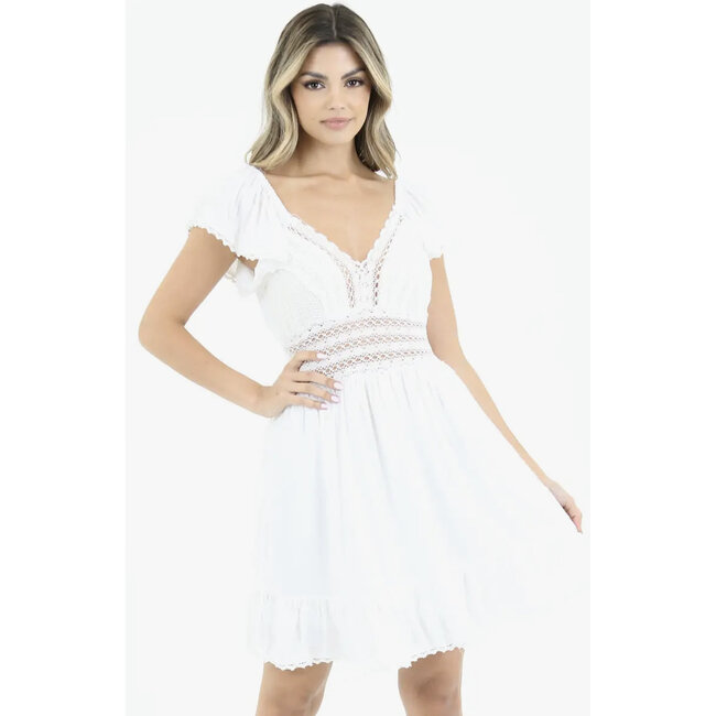 Angie Angie Lace Trim Mini Dress (F4H08)