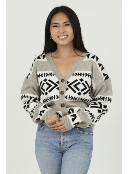 Angie Cropped Button Sweater (XHP37)