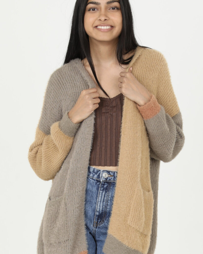 Angie Colorblock Hooded Cardigan (XHP57)
