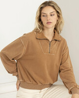 Double Zero Double Zero Quarter Zip Crop Sweatshirt (DZ23E994)