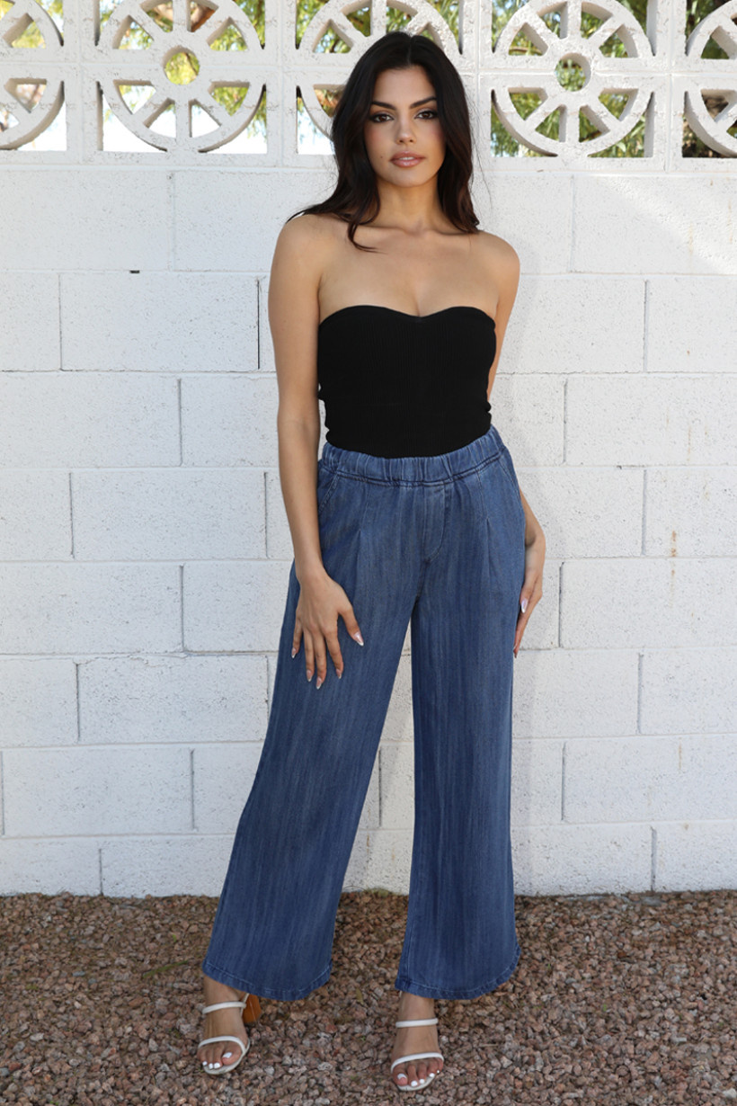 Angie Tencel Denim Wide Leg Pant (XPA25) - Creations Boutique