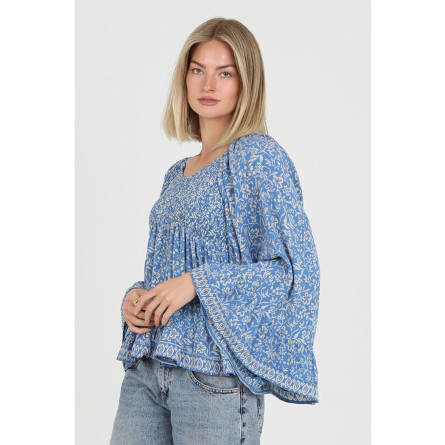 Angie Angie Bell Slv Smocked Top (C2584)